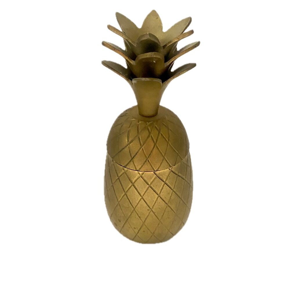 Vintage solid brass pineapple container jar lid